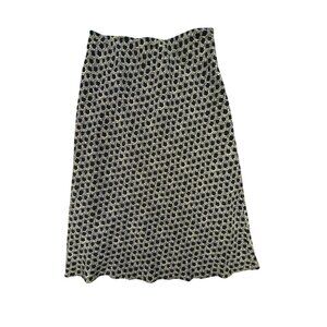 Talbots Womens Pure Silk Black & White Geometric Print Skirt Size 6 Rope Chain